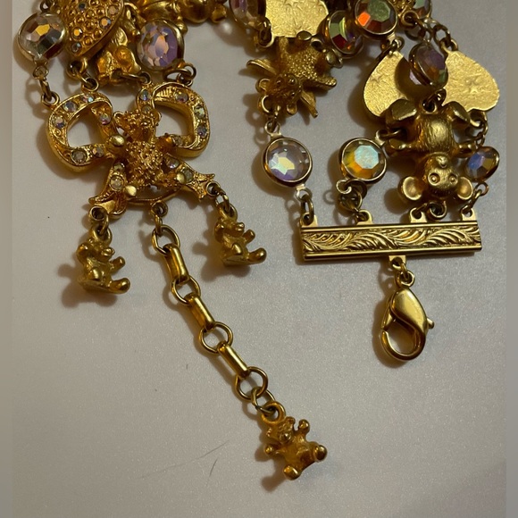 Kirk’s Folly: 4 strands teddy bear with wings,hearts with rhinestones bracelet - Picture 4 of 5